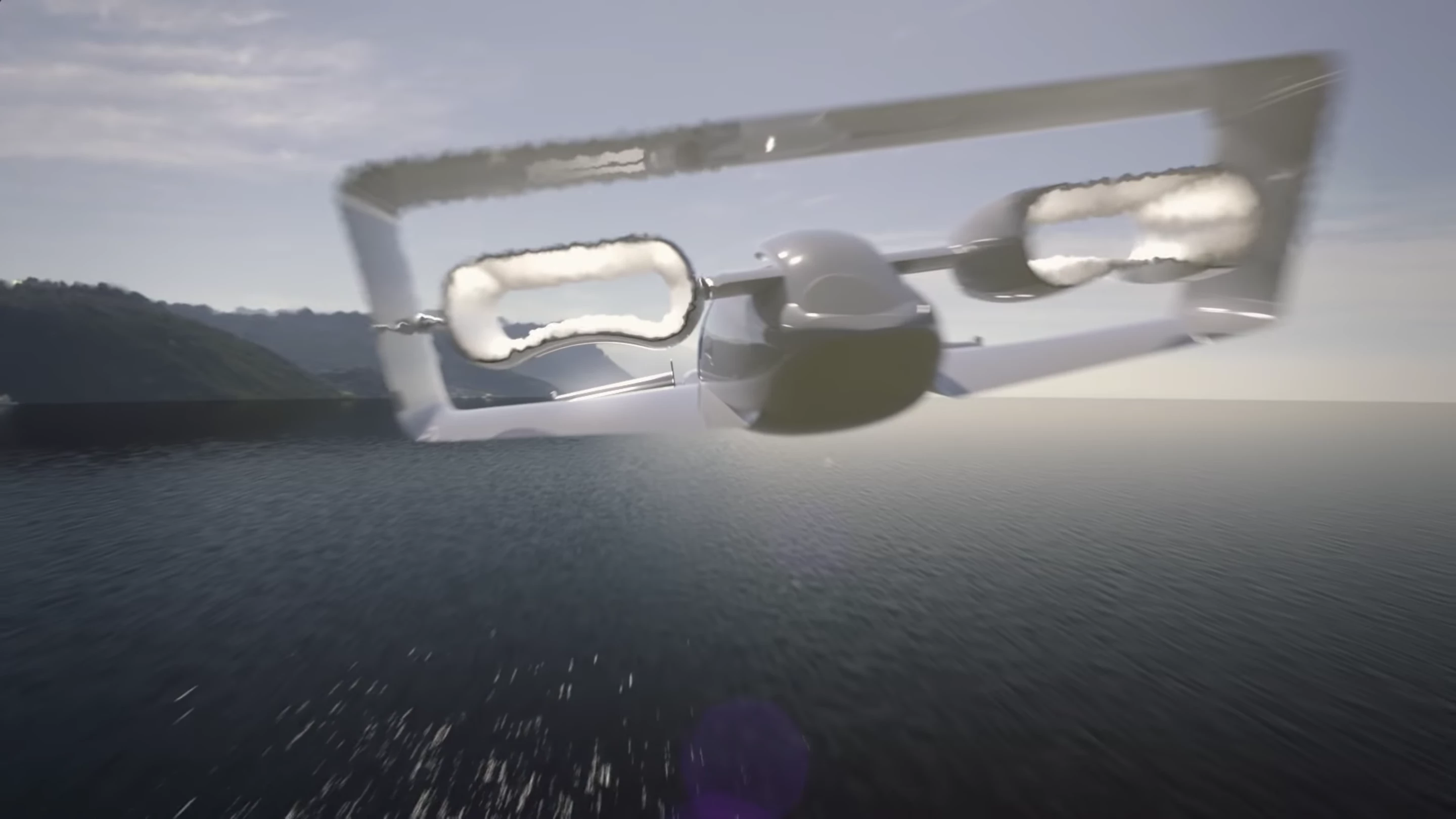 At high speeds, the front propulsion pods can be stowed to reduce drag as well as unnecessary lift over the front canard wings