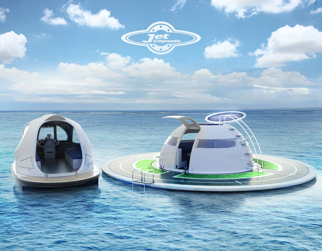 Jet Capsule sits along side th UFO house boat