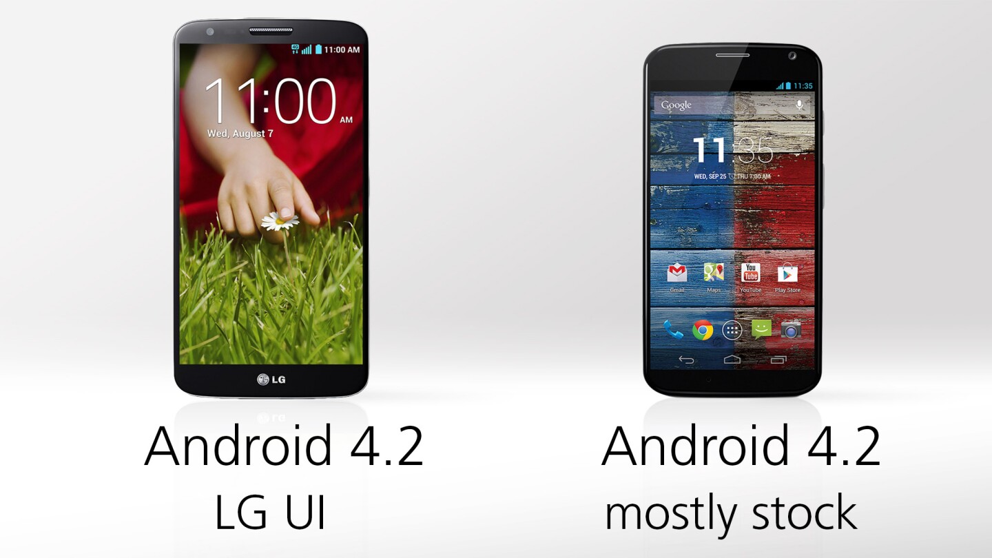 Both phones run Android 4.2 at launch, but the G2 has LG's custom skin on top (for better or worse)