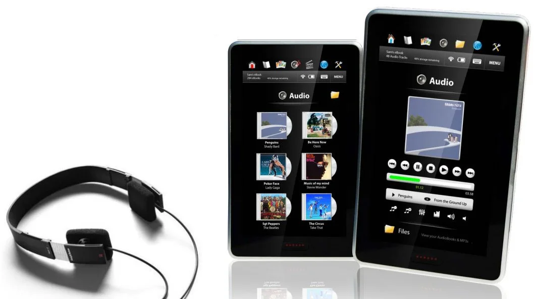There's a built-in speaker and a headphone jack to enjoy the MP3 and audio book content