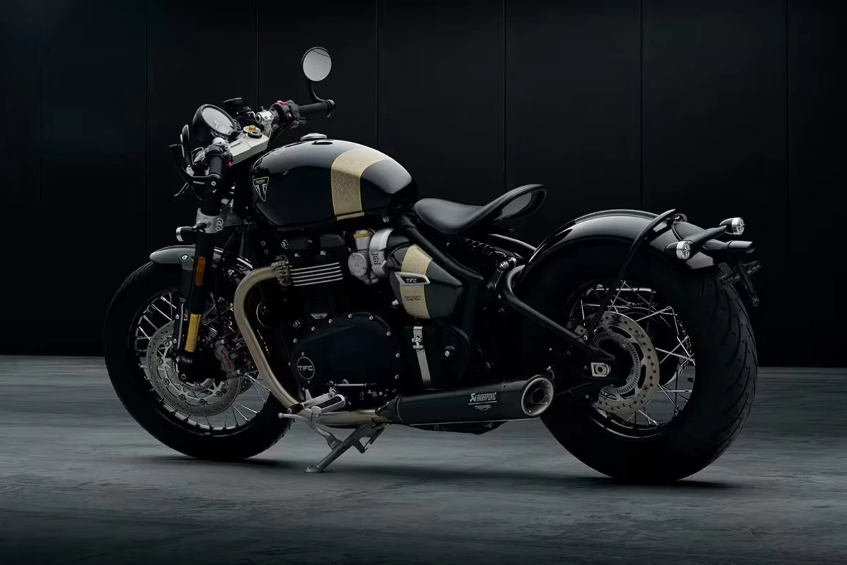 The 2025 Bobber TFC gets plenty of custom elements, including hand-painted textured gold detailing on the bodywork