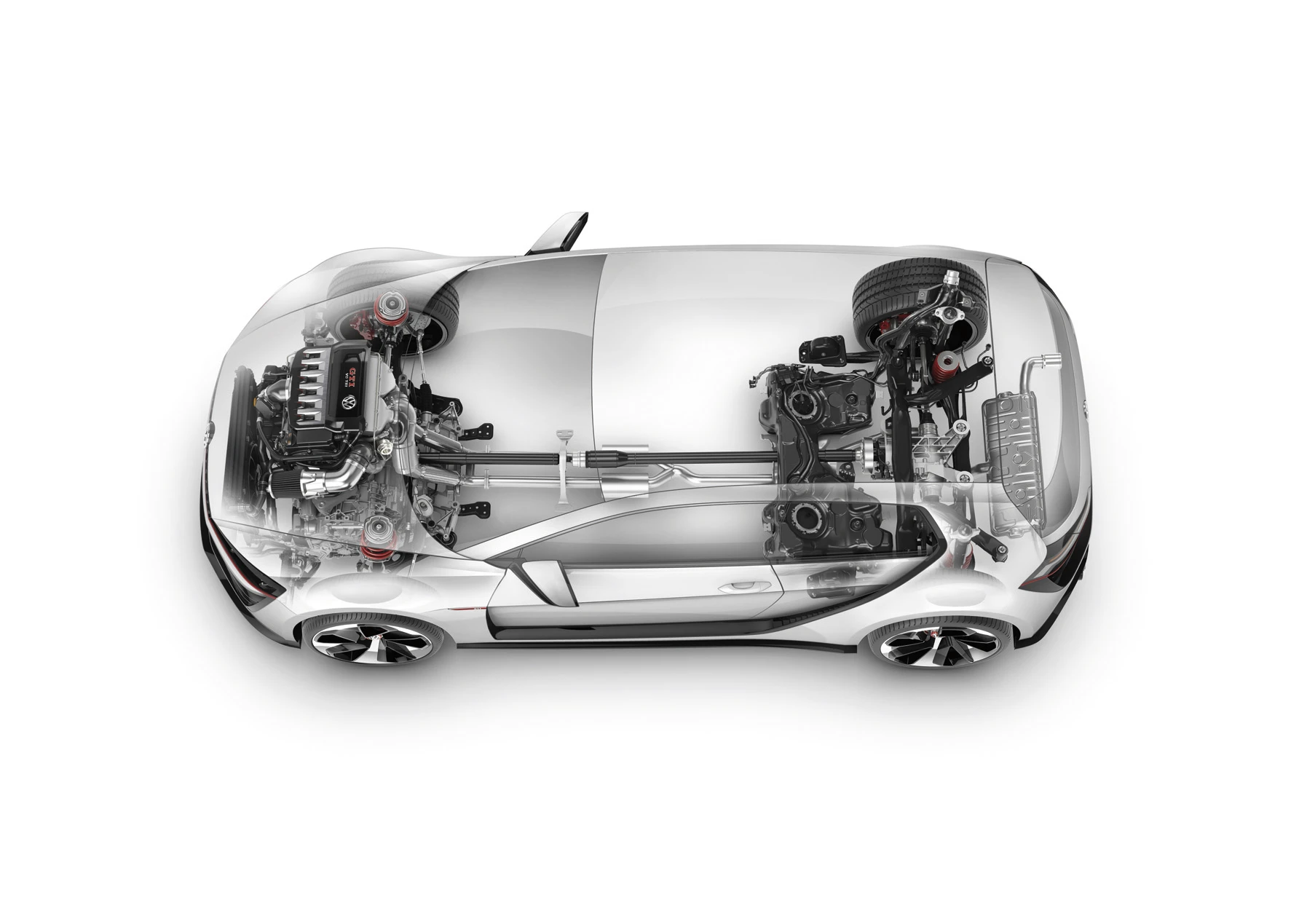 The Design Vision GTI incorporates an all-wheel-drive system and a wider track