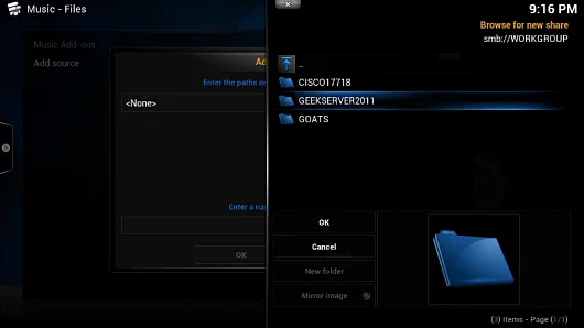 XBMC allows you to select digital media from other computers, servers or an NAS system on your home network