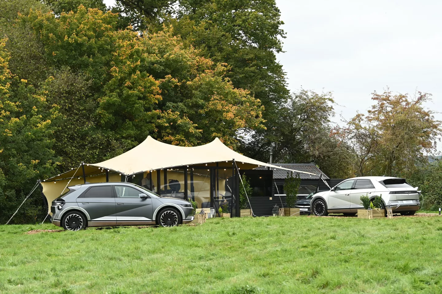 The Hyundai Hotel is made up of a luxury guest cabin, restaurant/bar area and a cinema experience - with each core element powered by an Ioniq 5 EV sporting a 73-kWh battery