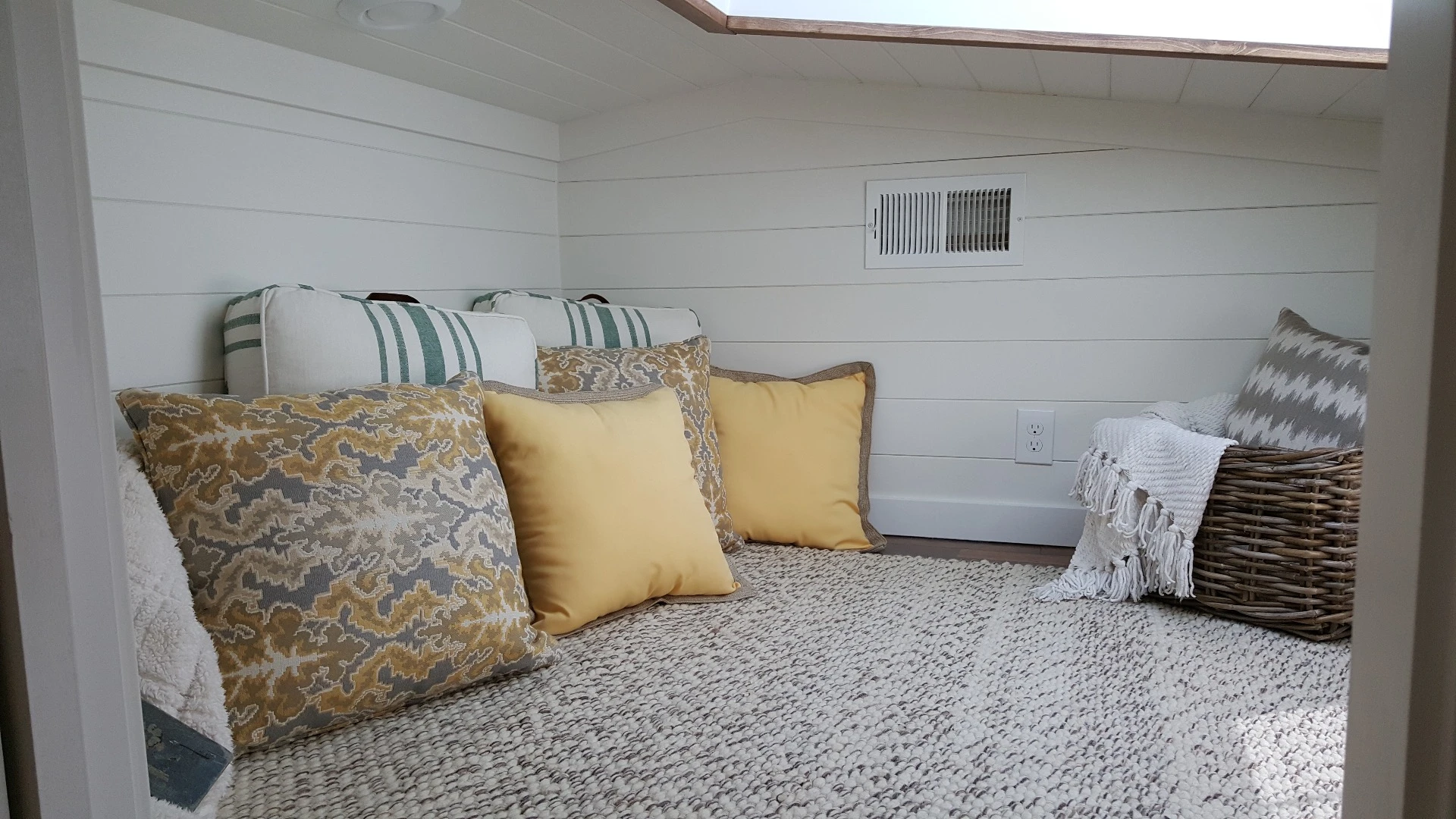 The Phoenix's bedroom is located in the gooseneck area of the trailer