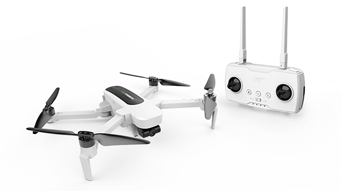 Hubsan Zino: small portable controller also folds up to stash in backpacks