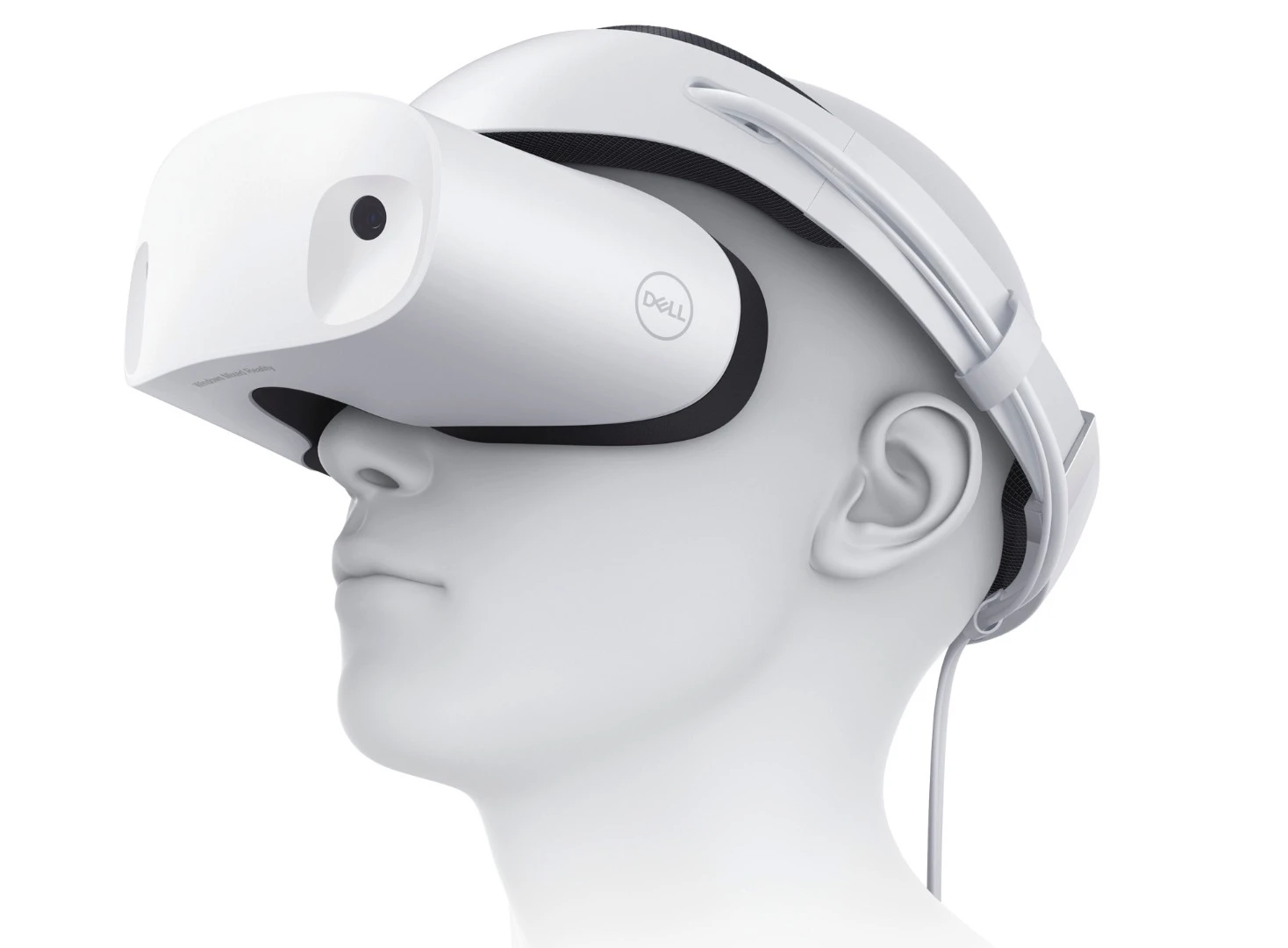 The Dell Visor has been designed for comfort, with extra cushioning, weight balancing to keep the pressure off the wearer's nose, a thumbwheel to adjust the headband, and a flip-up eyepiece