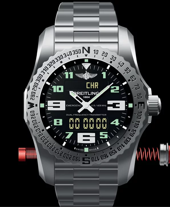 The Breitling Emergency 2 has two antenna built in that activate the beacon when pulled out.