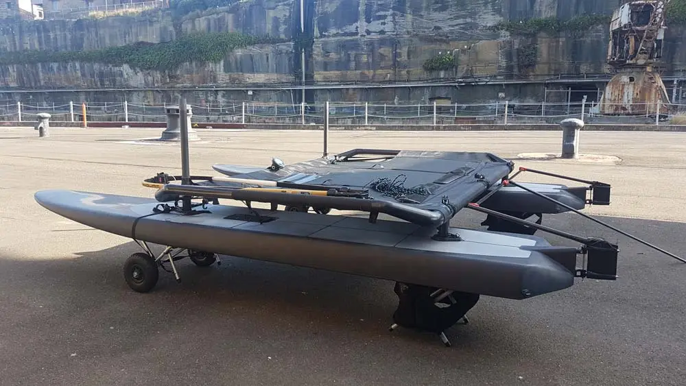 The 390 ZF (without sails) ready to hit the water