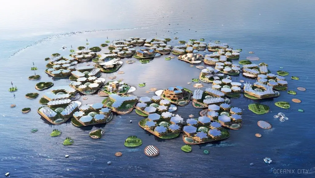 Oceanix City would measure 75 hectares (185 acres)