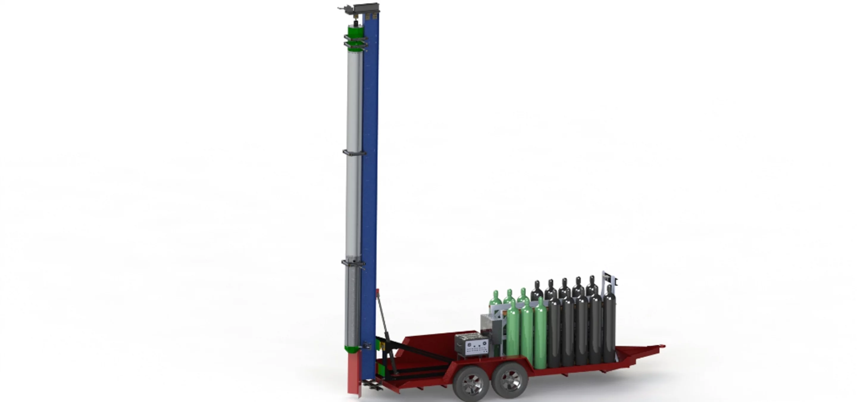 Rendering of Atlas, the transporter and test stand for the Mk V motor