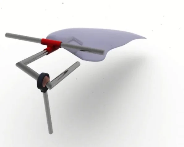 A render of the wing mechanism of the new flapping wing ornithopter MAV