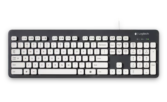 The Logitech K310's keys are all laser printed and UV coated to protect them from fading after repeated cleanings