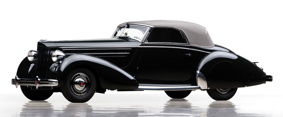 This 1938 Packard Eight Cabriolet (Lot 234) isa prime example of Packard's once flourishing export business to Europe, where it was one of the few American automobiles that enjoyed the same prestige as in its home country. As was often the custom with prestige cars, a large percentage of Packards were exported as a rolling chassis and then custom-bodied once they reached their destinations. This example was built in Switzerland by renowned carrossier Hermann Graber and was the the 1938 Geneva Auto Salon car. In recent times the recipient of a Steve Babinsky restoration, it won 'Best in Class' at the 2011 Pebble Beach Concours.