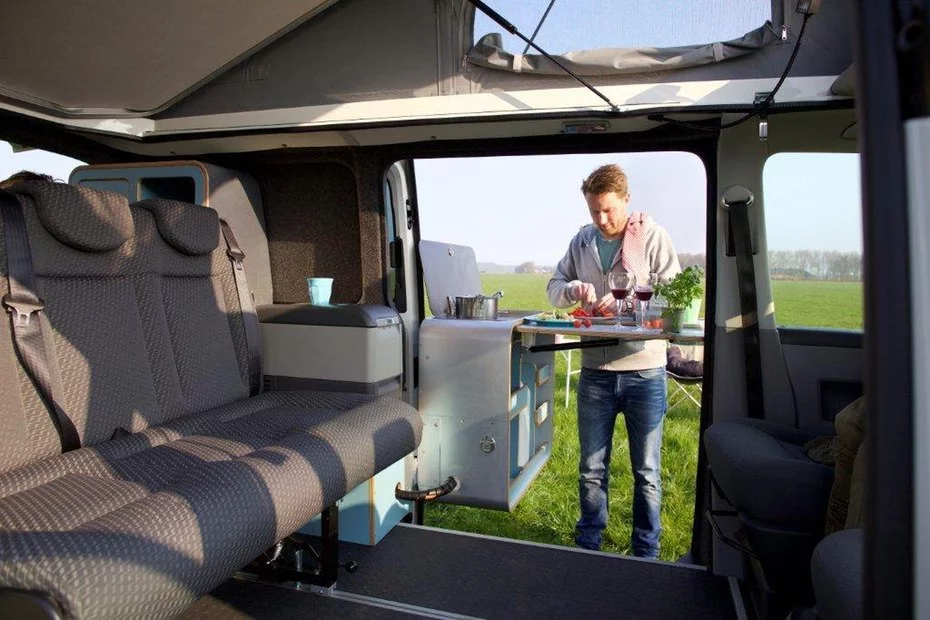 Preparing dinner under the blue sky