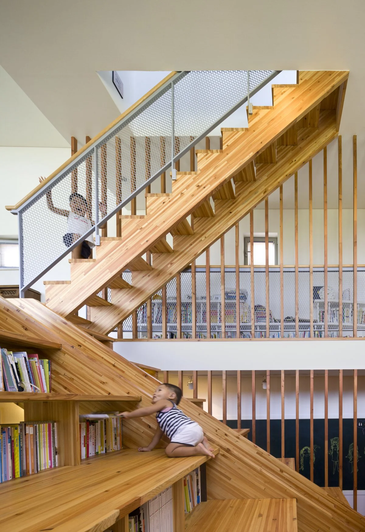 The stairs are thankfully still functional as a means of traveling between the floors of the house