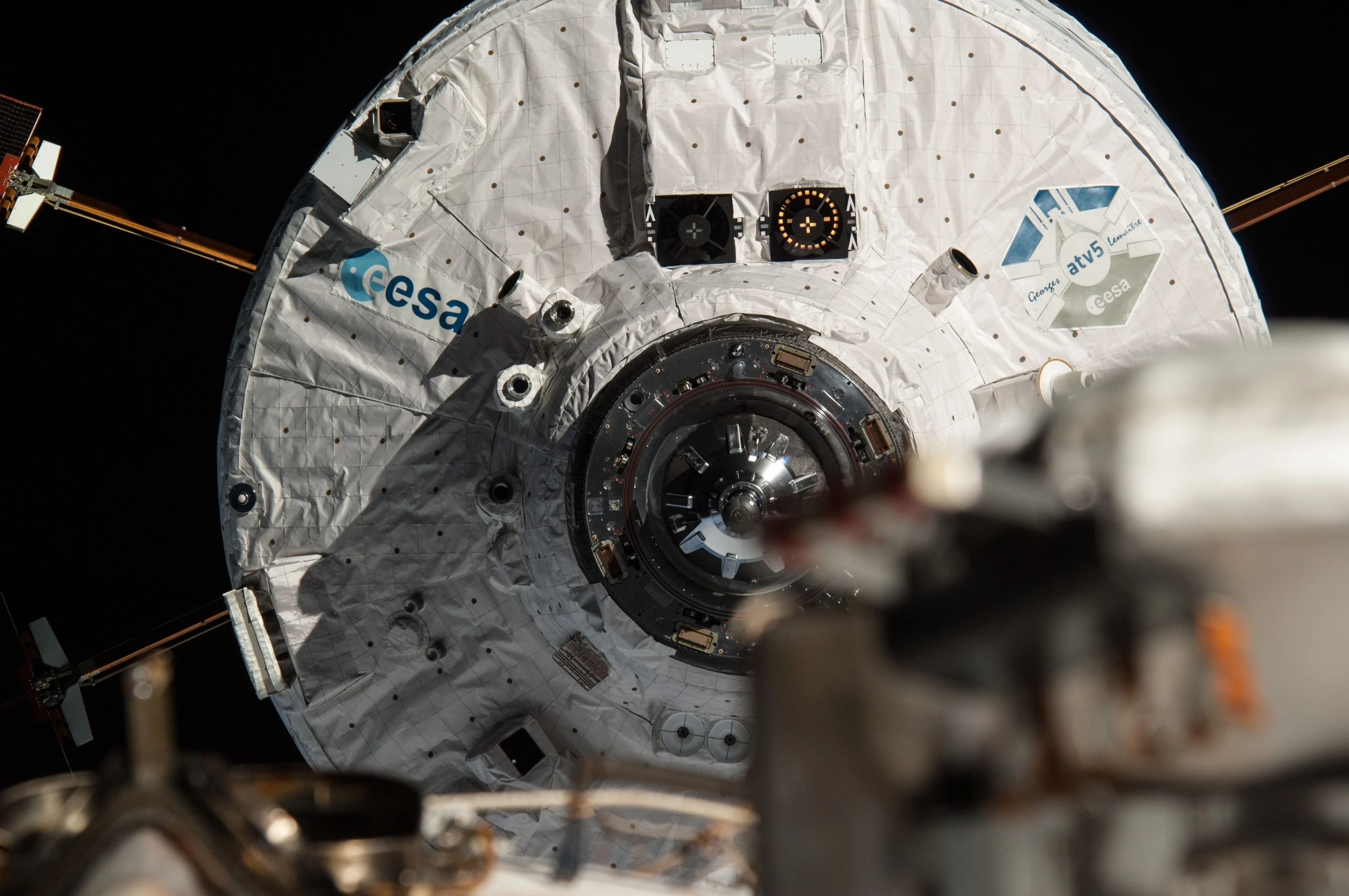 ESA ATV Georges Lemaitre captured during its August docking (Photo: ESA/NASA/Roscosmos–O. Artemyev)