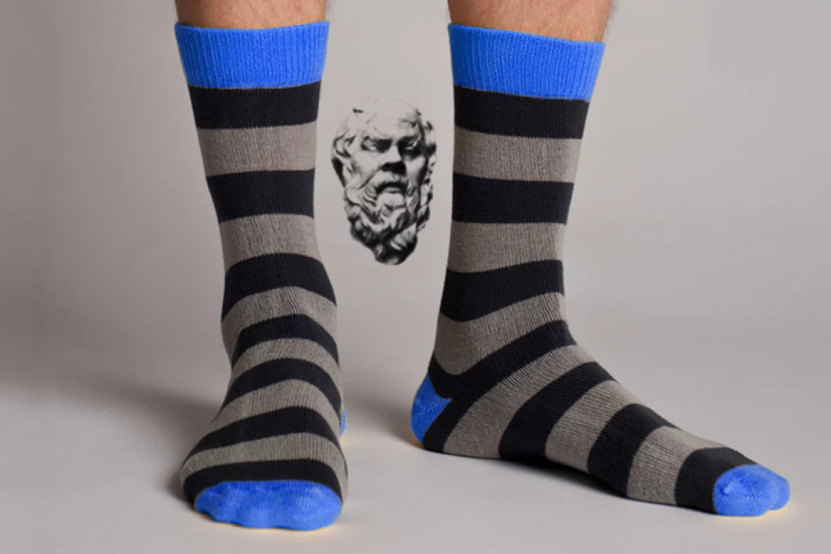 Socrates socks employ Kevlar-carbon matrix material and are designed to never get a hole, droop or wear out