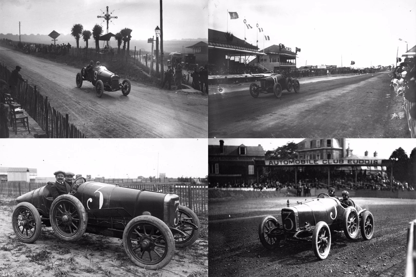 It was a replica of the Sunbeam 3.0 liter "voiturette" (think F3) which competed in the French Grand Prix and "Coupe de l'Auto" of 1912, achieving a spectacular result against state-of-the-art open class Grand Prix cars. The major race in Europe for 3.0 liter "voiturette" racing cars at that time was the French "Coup de l'Auto" and in 1912 the race was run simultaneously with the 1912 French Grand Prix on 25–26 June in Dieppe. A massive field comprising 15 different makes of car started at one minute intervals, completing ten laps of the 47.8 mile (77 km) course each day with aggregate time over both days deciding the result. In the Voiturette class, the 3.0-liter Sunbeams took the win with Victor Rigal behind the wheel, but with Dario Resta second, Emile Medinger third and Joseph Christiaens fourth, all in identical cars, Sunbeam had a 1-2-3-4 result. In the Grand Prix class there was a high attrition rate with only 15 of 48 starters finishing the gruelling 957 mile (1,540 km) distance and the lightweight, sweet handling and very quick Sunbeams placed 3-4-5-6 in the open class, scoring a podium position in the French Grand Prix, the most important race in the world at the time. The Sunbeam was beaten only by the new 7.6-liter DOHC 4-valve Peugeot Lion of French superstar Georges Boillot and the 14-liter Fiat S74 of Louis Wagner.