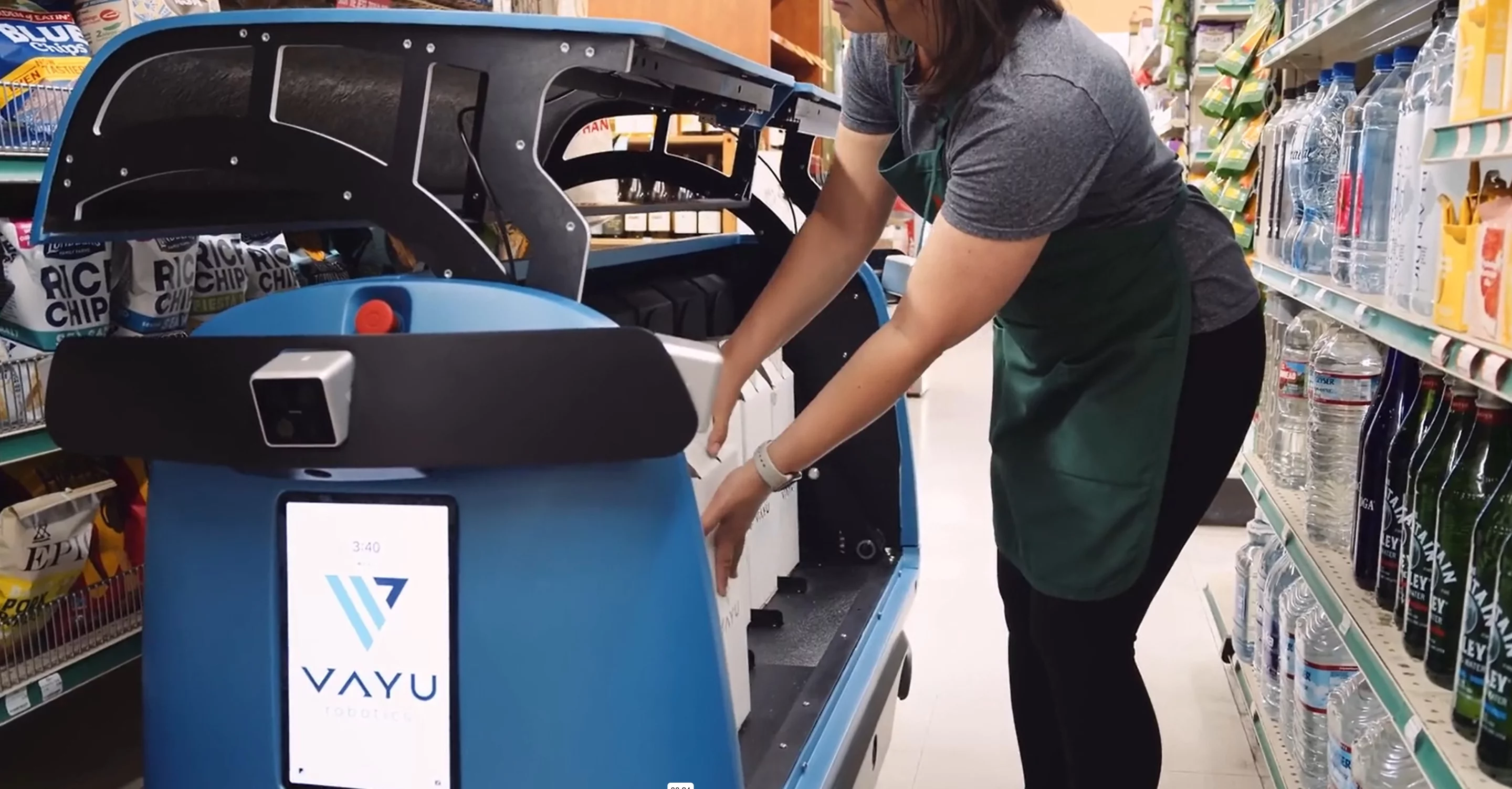 The One delivery robot can navigate instore while customer orders are loaded into its storage compartment