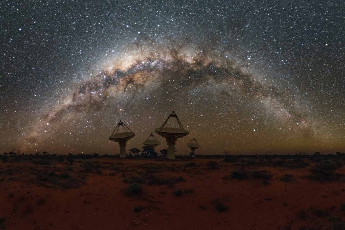 The ASKAP telescope array is spread across the Australian Outback