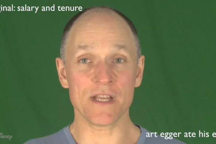 We don't know who Art Egger is, but the description of him eating his easel involves the same lip movements as the phrase "salary and tenure" (Image: Disney Research)