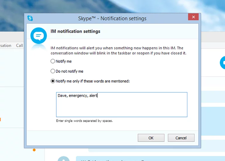 Set up alerts for specific words
