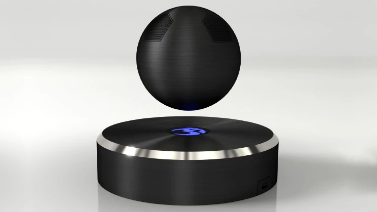 The OM/ONE Bluetooth speaker levitates using magnets