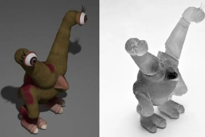 A computer model (left) and a physical model of it, created using the new software