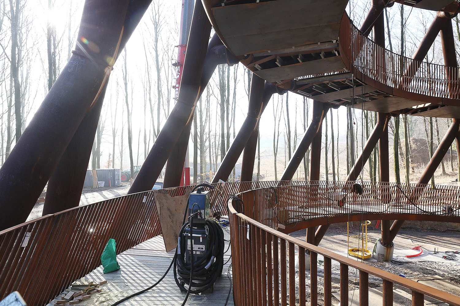 Construction photo of the Camp Adventure Tower