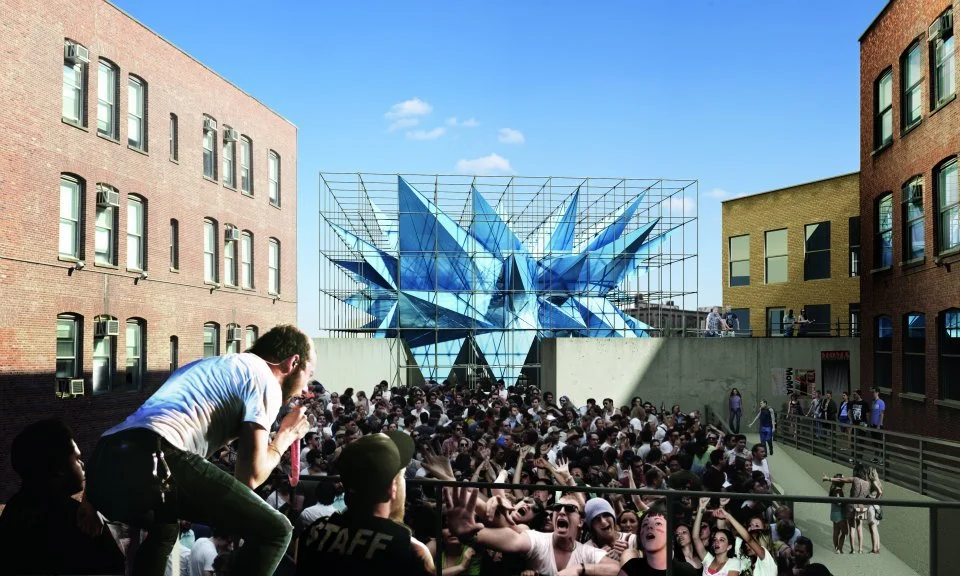 The structure will also serve as the partyscape for a series of outdoor concerts