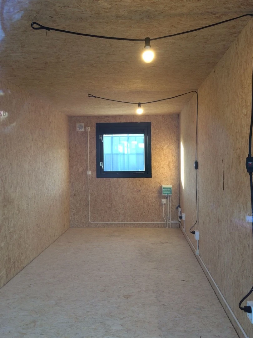 Inside a shipping container at Startup Village in Amsterdam