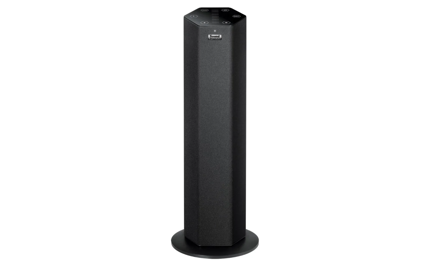 The Sound BlasterAxx features a patent-pending "stacked stereo" speaker design incorporating two-speaker drivers angled to provide stereo separation, so you only need one unit not two separate speakers, and a bass port around the back