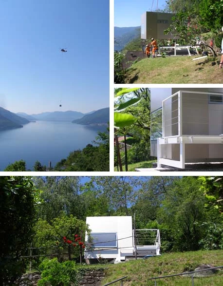 The micro-dwelling was flown in via helicopter to accommodate the owner’s last minute visiting guest
