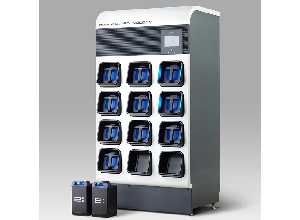Each Honda Power Pack Exchanger e: station can accommodate 12 Honda Mobile Power Packs