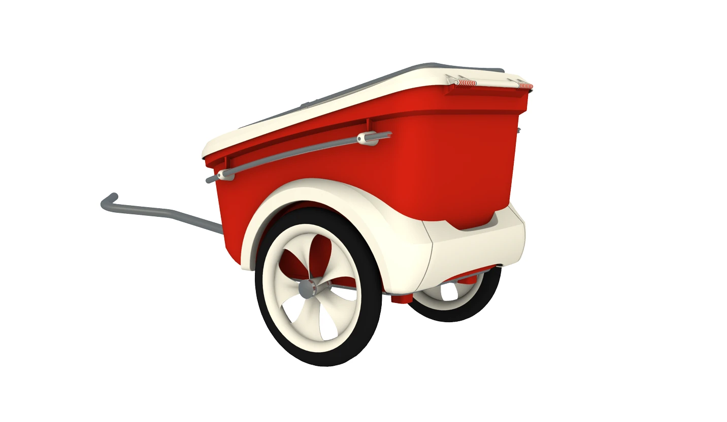 You can roll the Grillrider by hand or bike