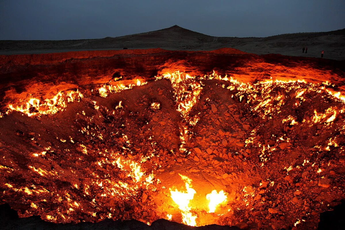 The Door to Hell burns furiously in the night sky