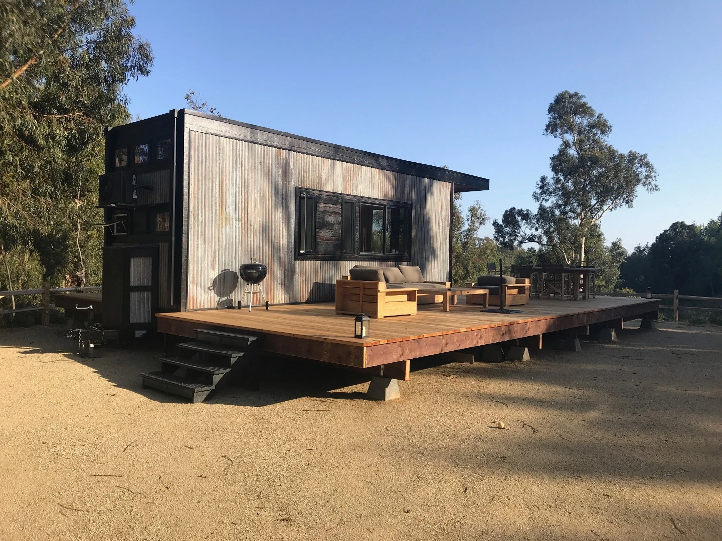 The base model Cornelia tiny house measures 24 ft long and 8 ft 6 in wide (7.3 x 2.6 m)