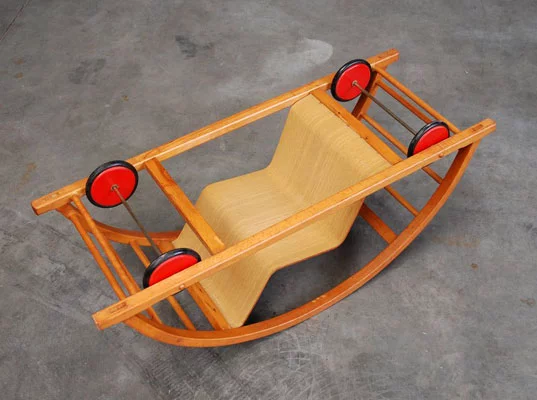 Schaukelwagon is a 1950s German toy that transforms from a racing car to a rocking chair for double the fun