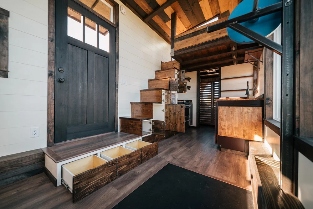 The Silhouette's staircase with integrated storage