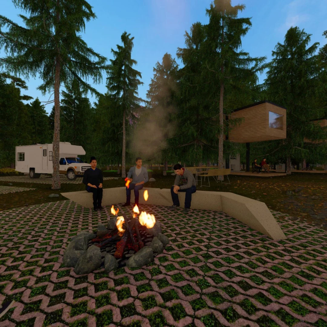 Another highlight of the forest campground: treehouse-like cabins