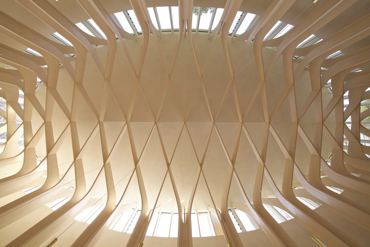 The judges described Bishop Edward King Chapel's timber structure as inspirational. It won the Community or Residential Structures award (Photo: Balazs Bicsak)