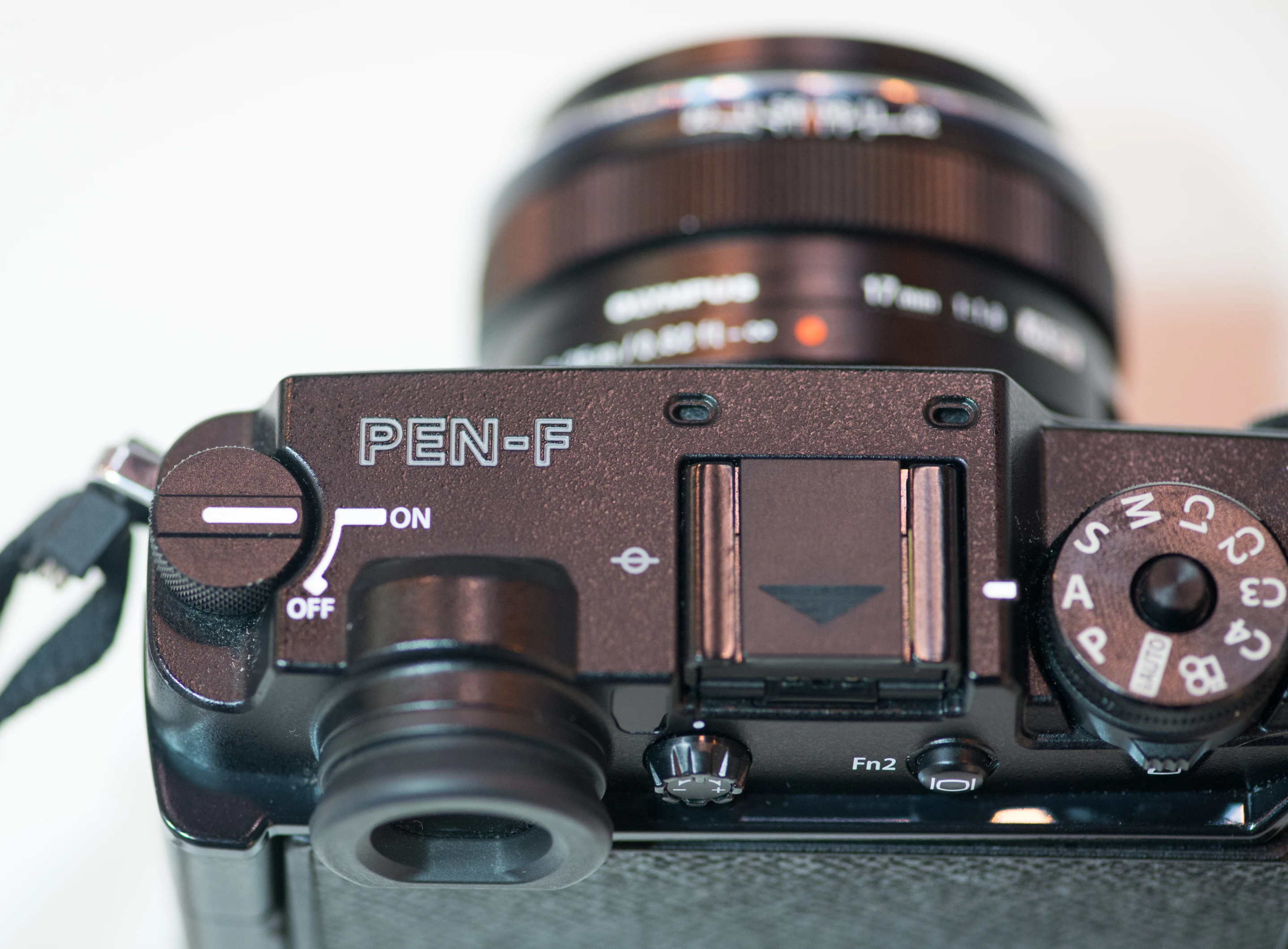 There's an OLED electronic viewfinder with 2.36 million dots on the Olympus PEN-F