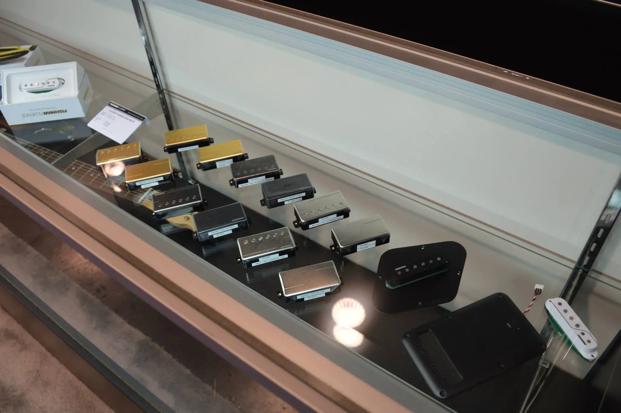 The Fishman Fluence pickups on display at NAMM 2014