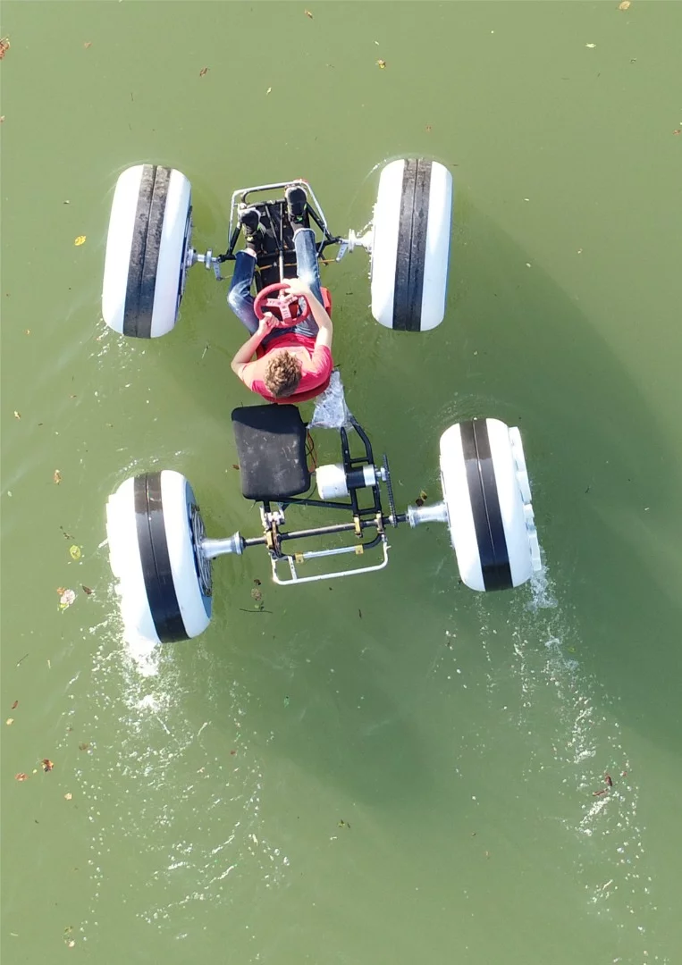Made of a double-wall fabric, the AirDrive inflatable four-wheel drive vehicle is about as all-terrain as they come