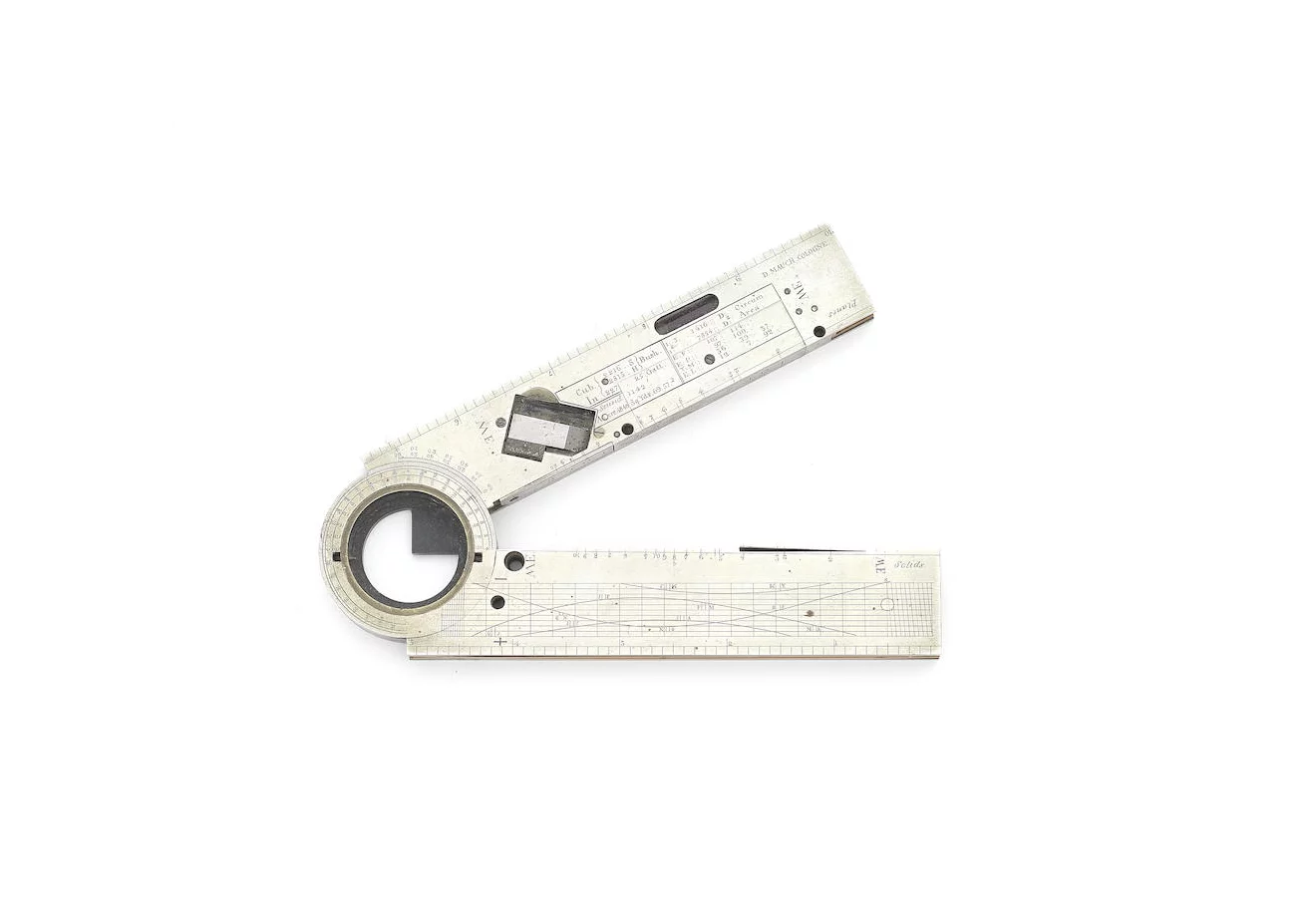 A rare electrum and boxwood glover's patent surveying sector, German, circa 1840