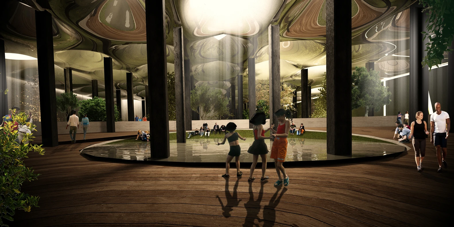 The Lowline in New York City is an ambitious proposal for an underground park. Utilizing an abandoned underground space already present the design creatively uses mirrors to enhance the spread of sunlight from above