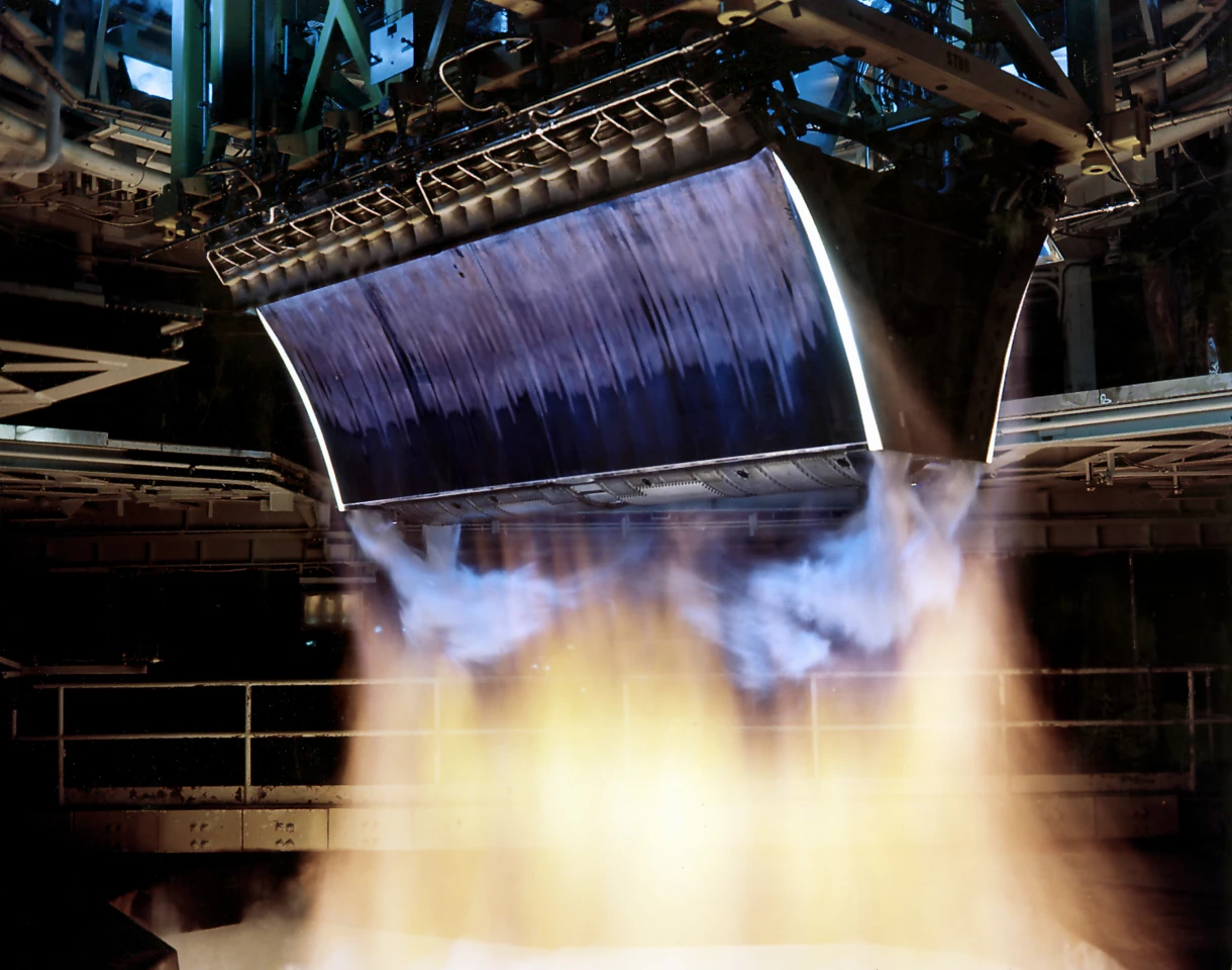 An aerospike engine being ground tested