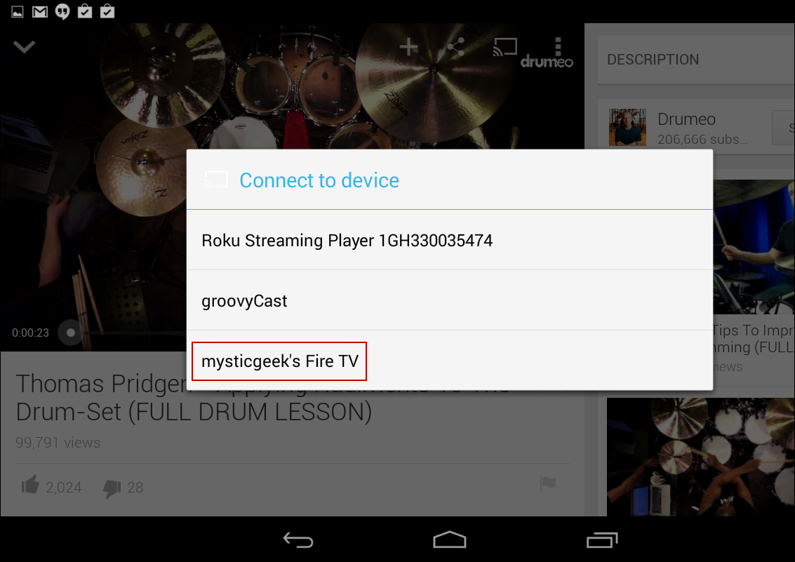 Stream YouTube for iOS or Android to Fire TV