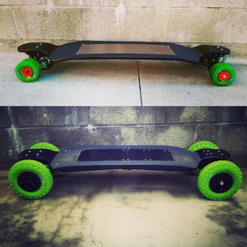 The Revo 4WD works with both urethane wheels and pneumatic tires